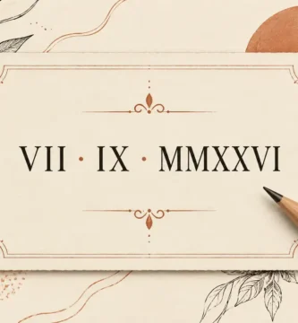 Fecha VII · IX · MMXXVI en una tarjeta ilustrada como ejemplo de números romanos