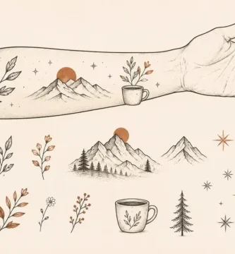 Boceto conceptual de un antebrazo con motivos separados para una colección patchwork