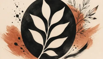 Hoja clara formada por espacio negativo dentro de un óvalo oscuro